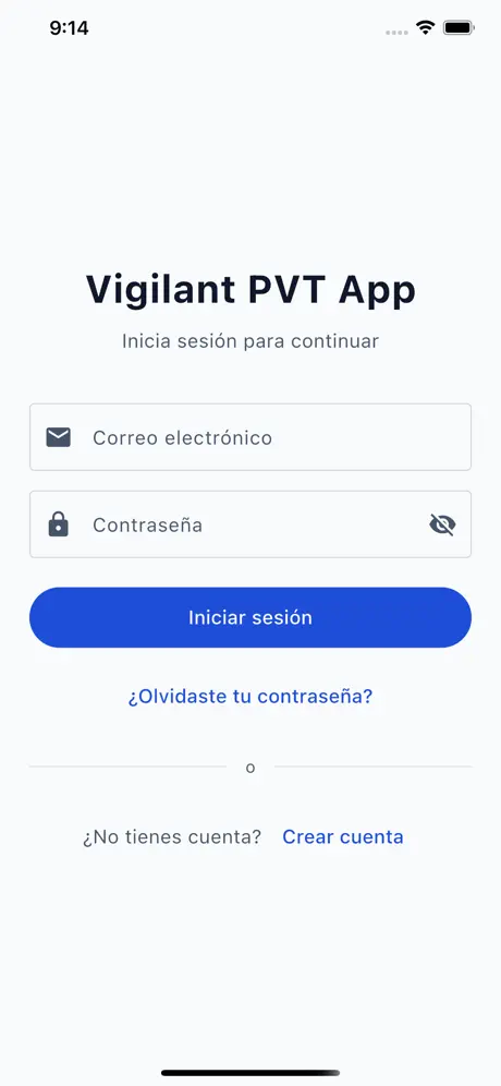 Pantalla de inicio de sesión