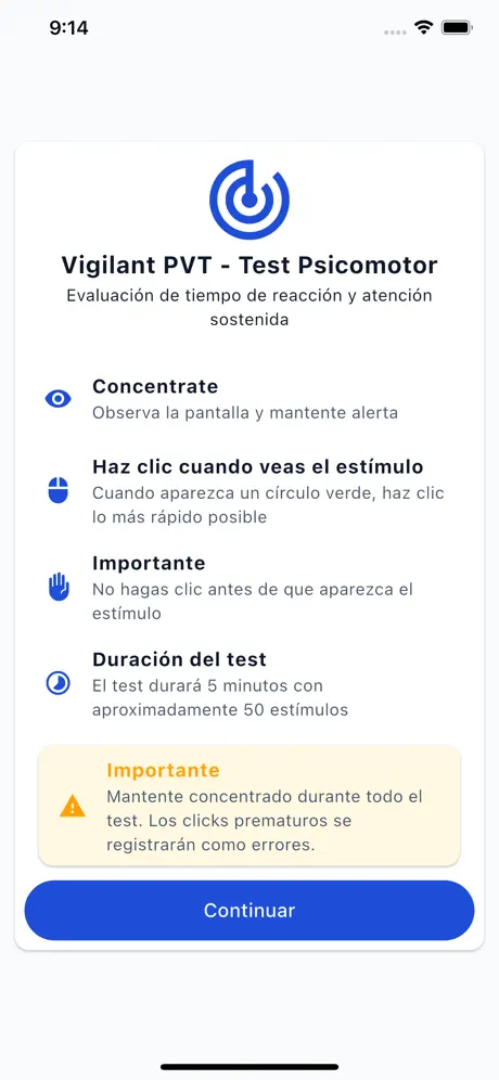 Instrucciones del test PVT